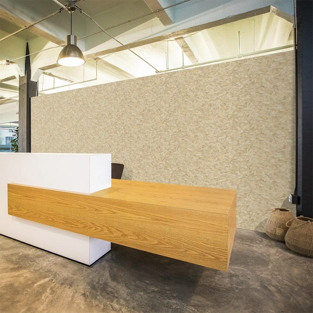 Front desk with digital print panel wall